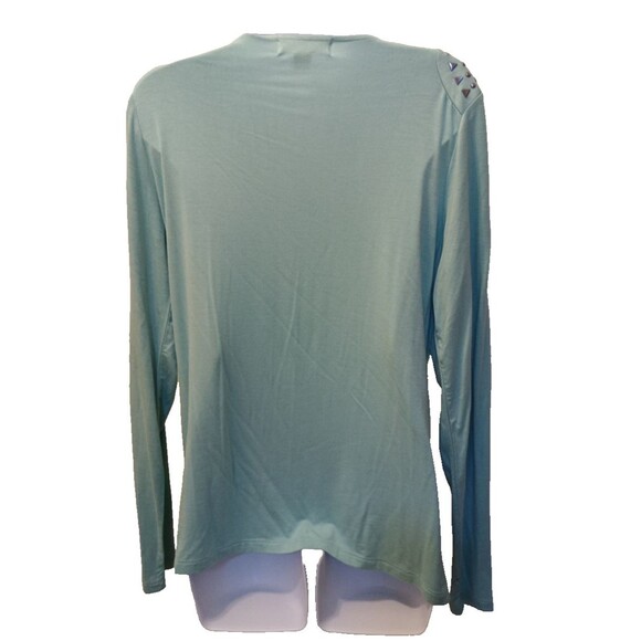 Michael Kors Women Medium Top L/S Embellished Cowl Neck Turquoise - Picture 2 of 11